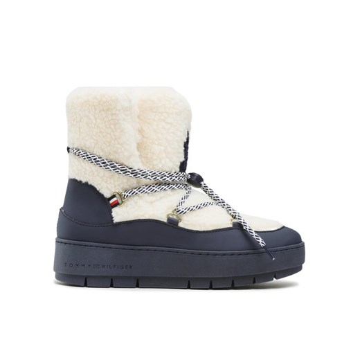 Śniegowce Tommy Hilfiger Th Faux Fur Snow Bootie FW0FW06850 Écru ze sklepu eobuwie.pl w kategorii Śniegowce damskie - zdjęcie 182044975