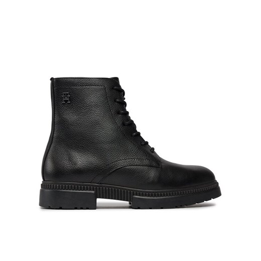 Kozaki Tommy Hilfiger Comfort Cleated Termo Lth Boot FM0FM04651 Czarny ze sklepu eobuwie.pl w kategorii Buty zimowe męskie - zdjęcie 182046389
