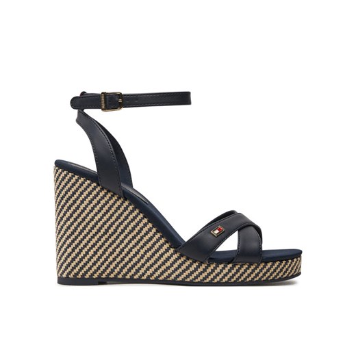 Sandały Tommy Hilfiger Im Raffia Sandal FW0FW08224 Granatowy Tommy Hilfiger 41 eobuwie.pl