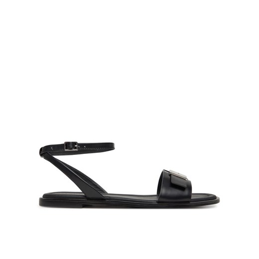 Sandały Calvin Klein Flat Sandal W/Ck Hw - Lth HW0HW02367 Czarny ze sklepu eobuwie.pl w kategorii Sandały damskie - zdjęcie 182049936
