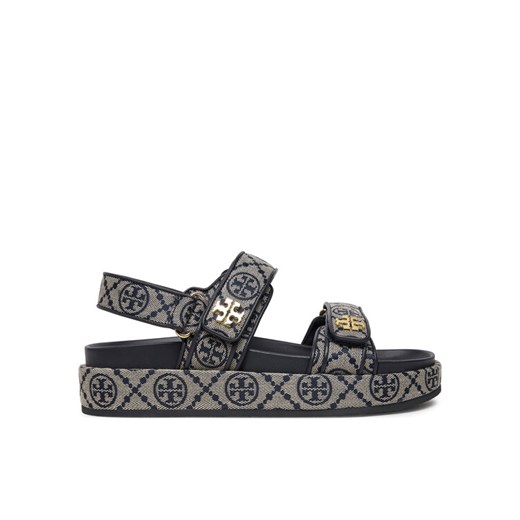 Sandały Tory Burch T Monogram Kira Sport 155154 Szary ze sklepu eobuwie.pl w kategorii Sandały damskie - zdjęcie 182050776
