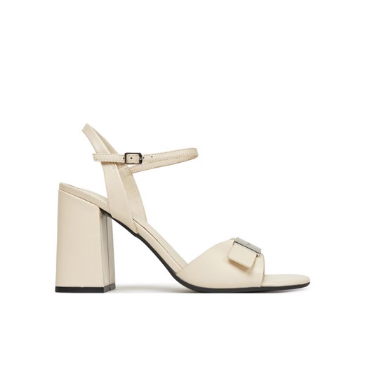 Sandały Calvin Klein Heel Sandal 85 W/Ck Hw - Lth HW0HW02485 Écru ze sklepu eobuwie.pl w kategorii Sandały damskie - zdjęcie 182050917