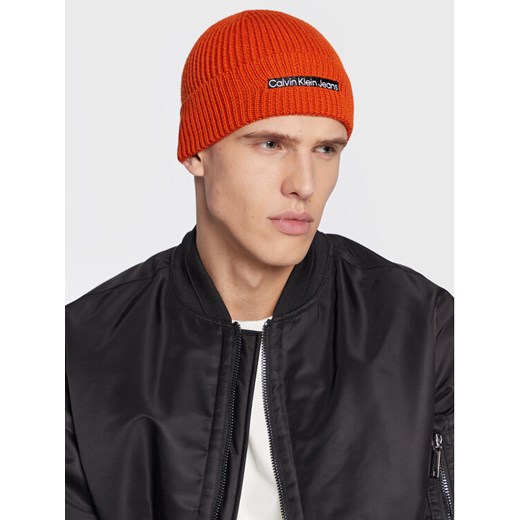 Czapka Calvin Klein Jeans Institutional K50K509895 Pomarańczowy ze sklepu eobuwie.pl w kategorii Czapki zimowe męskie - zdjęcie 182051885
