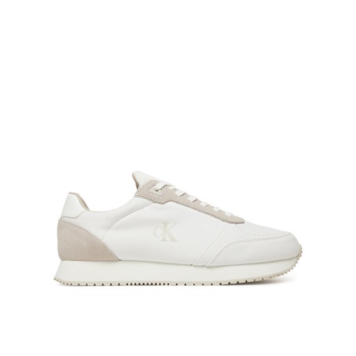 Sneakersy Calvin Klein Jeans Runner Sock Laceup Mg Canvas YM0YM01217 Biały ze sklepu eobuwie.pl w kategorii Buty sportowe męskie - zdjęcie 182052929