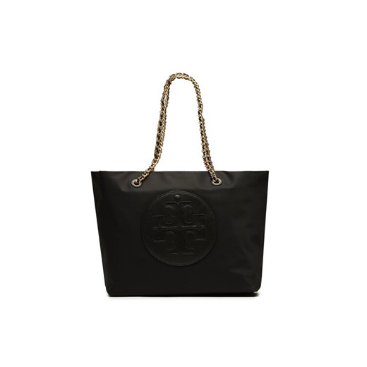 Torebka Tory Burch Ella Chain Tote 152313 Czarny ze sklepu eobuwie.pl w kategorii Torby Shopper bag - zdjęcie 182053585