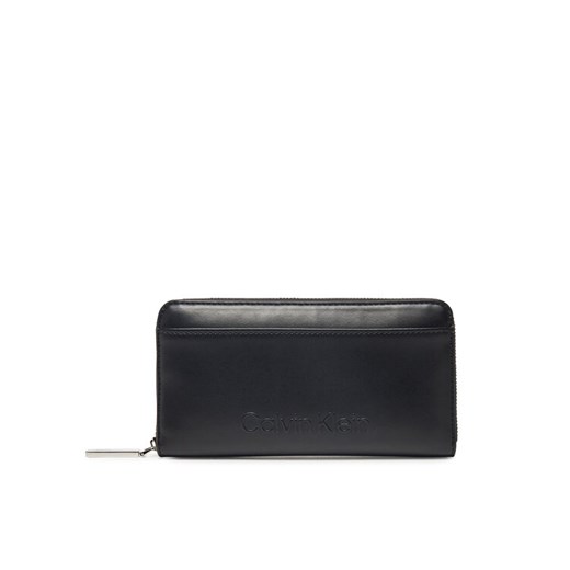 Duży Portfel Damski Calvin Klein Embossed Logo Large Zip Around K60K612952 Czarny ze sklepu eobuwie.pl w kategorii Portfele damskie - zdjęcie 182053635