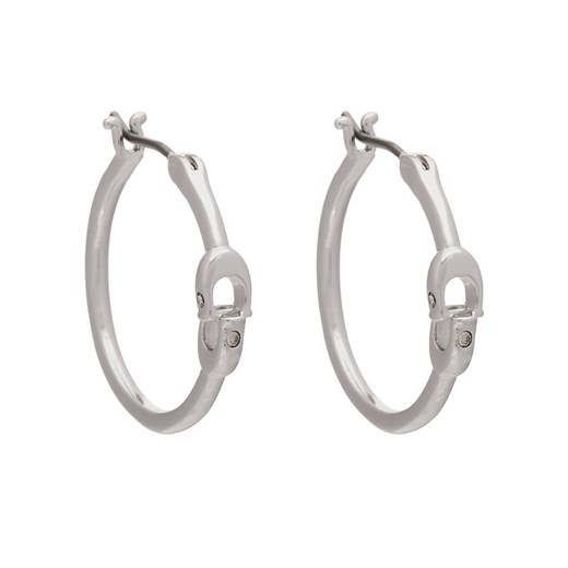 Kolczyki Coach Signature Hoop Earrings 37408160RHO030 Srebrny ze sklepu eobuwie.pl w kategorii Kolczyki - zdjęcie 182054218