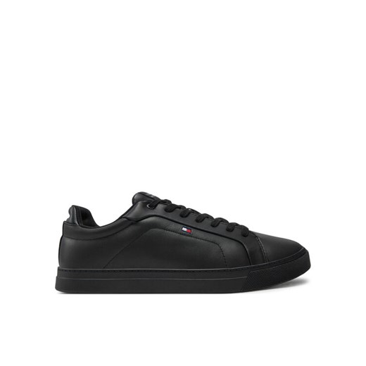 Sneakersy Tommy Hilfiger Icon Court Lth Flag Ess FM0FM05317 Czarny ze sklepu eobuwie.pl w kategorii Buty sportowe męskie - zdjęcie 182054246