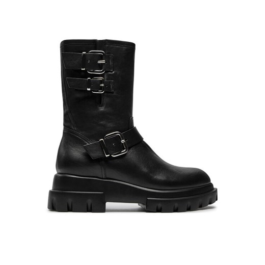 Botki AGL Chunky Biker D756589PGKD0711013 Czarny ze sklepu eobuwie.pl w kategorii Botki - zdjęcie 182054305