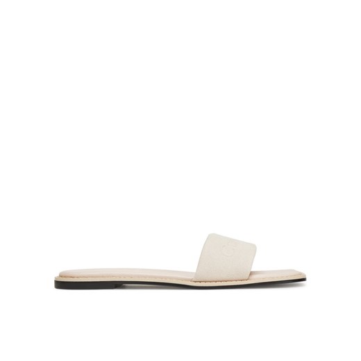 Klapki Calvin Klein Flat Slide - He HW0HW02378 Écru ze sklepu eobuwie.pl w kategorii Klapki damskie - zdjęcie 182054926