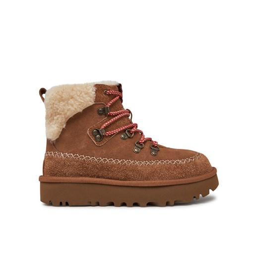 Śniegowce Ugg W Classic Alpine Lace Up 1158271 Brązowy ze sklepu eobuwie.pl w kategorii Śniegowce damskie - zdjęcie 182055917