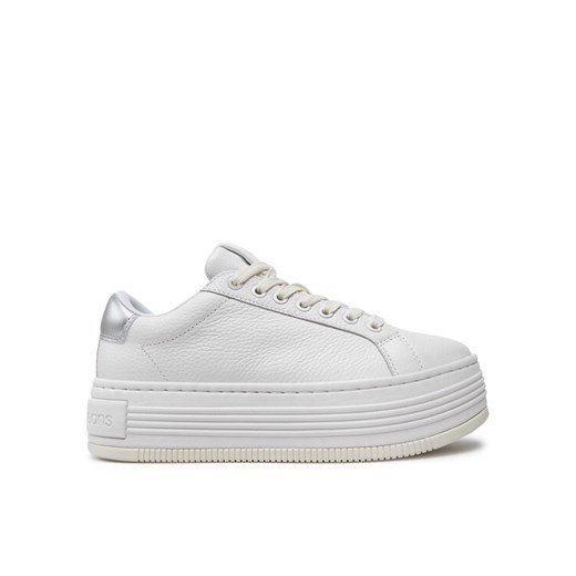 Sneakersy Calvin Klein Jeans Bold Flatf Low Mix Ohb YW0YW01632 Biały ze sklepu eobuwie.pl w kategorii Buty sportowe damskie - zdjęcie 182057508