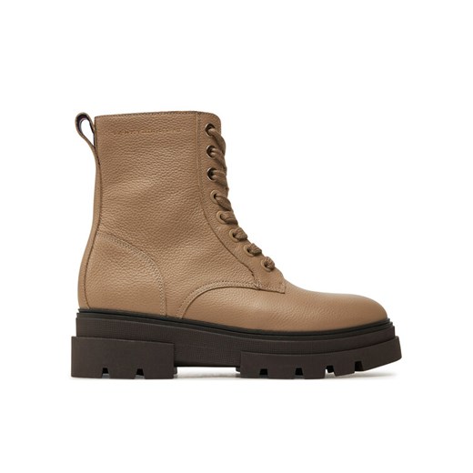 Botki Tommy Hilfiger Bicolor Leather Lace-Up FW0FW08160 Beżowy ze sklepu eobuwie.pl w kategorii Botki - zdjęcie 182058906