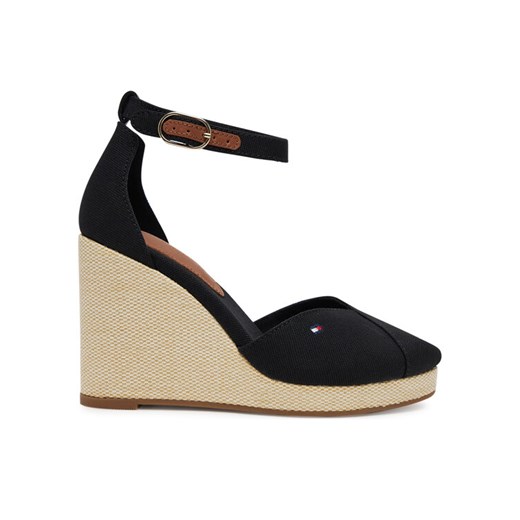 Półbuty Tommy Hilfiger Flag High Wedge Espad Closed Toe FW0FW08494 Czarny ze sklepu eobuwie.pl w kategorii Espadryle damskie - zdjęcie 182060908