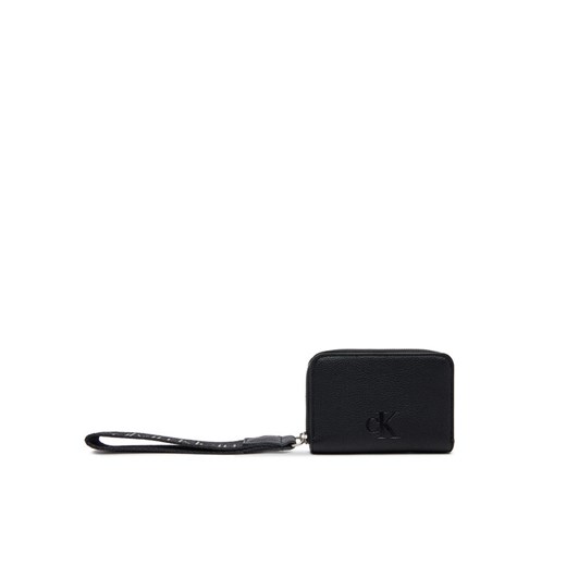 Mały Portfel Damski Calvin Klein Jeans Ultralight Md Zip W/ Wristlet LV04K1024G Czarny ze sklepu eobuwie.pl w kategorii Portfele damskie - zdjęcie 182061477
