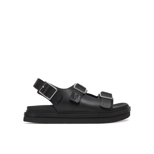 Sandały Calvin Klein Jeans Flat Molded Sandal Buckle YW0YW01785 Czarny ze sklepu eobuwie.pl w kategorii Sandały damskie - zdjęcie 182061609