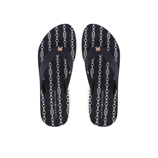 Japonki Tommy Hilfiger Im Th Chainprint Midwedge Sandal FW0FW08527 Granatowy Tommy Hilfiger 40 eobuwie.pl