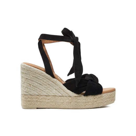 Espadryle Manebi Hamptons Wedge Espadrilles With Knot K 1.0 WS Czarny ze sklepu eobuwie.pl w kategorii Espadryle damskie - zdjęcie 182062087