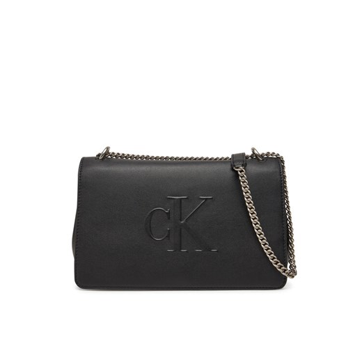 Torebka Calvin Klein Jeans Sculpted Ew Flap Conv Chain LV04K3035G Czarny ze sklepu eobuwie.pl w kategorii Kopertówki - zdjęcie 182064105