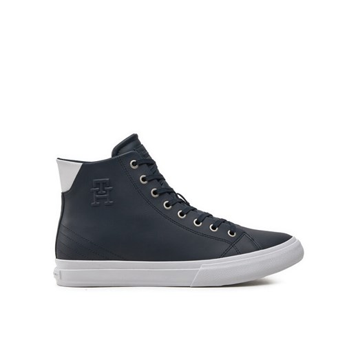 Sneakersy Tommy Hilfiger Th Hi Vulc Street Lth Ess FM0FM04897 Niebieski ze sklepu eobuwie.pl w kategorii Trampki męskie - zdjęcie 182065306