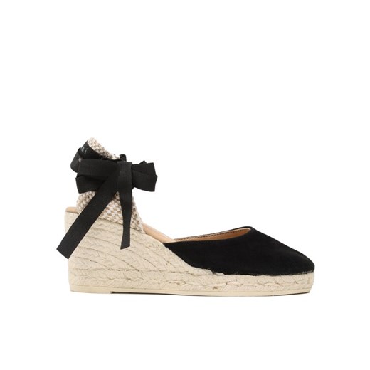 Espadryle Manebi Soft Suede Low Wedge Espadrilles K 1.0 WL Czarny ze sklepu eobuwie.pl w kategorii Espadryle damskie - zdjęcie 182065509