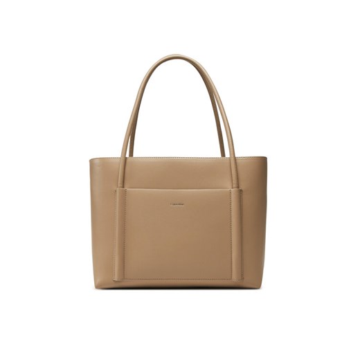 Torebka Calvin Klein Ck Linn Medium Shopper K60K613110 Beżowy ze sklepu eobuwie.pl w kategorii Torebki damskie - zdjęcie 182065629