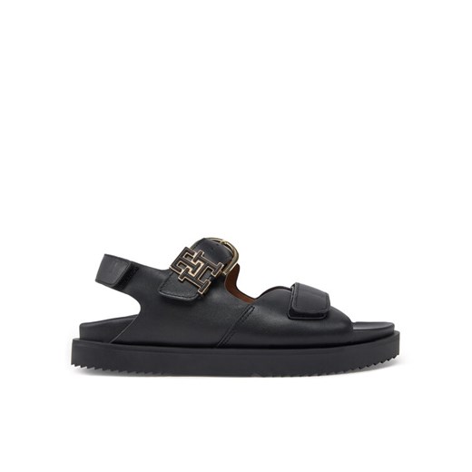Sandały Tommy Hilfiger Leather Sporty Sandal FW0FW08799 Czarny ze sklepu eobuwie.pl w kategorii Sandały damskie - zdjęcie 182066438