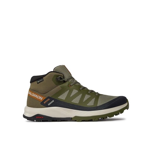 Trekkingi Salomon Outrise Mid GORE-TEX L47143600 Khaki ze sklepu eobuwie.pl w kategorii Buty trekkingowe męskie - zdjęcie 182066735