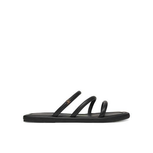 Klapki Tommy Hilfiger Strappy Leather Mule FW0FW08939 Czarny ze sklepu eobuwie.pl w kategorii Klapki damskie - zdjęcie 182067266