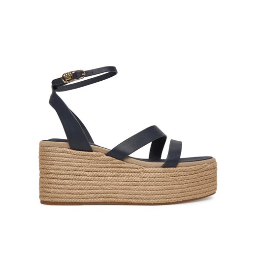 Espadryle Tommy Hilfiger Ankle Strap Leather Platform FW0FW08497 Granatowy ze sklepu eobuwie.pl w kategorii Espadryle damskie - zdjęcie 182067389