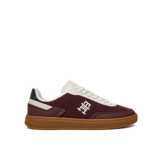 Sneakersy Tommy Hilfiger Heritage Sneaker Perf FW0FW08380 Bordowy ze sklepu eobuwie.pl w kategorii Buty sportowe damskie - zdjęcie 182070835