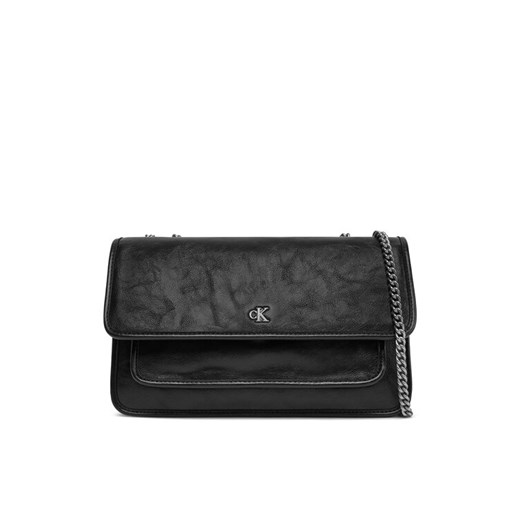 Torebka Calvin Klein Jeans Chain Ew Flap Conv Chain Bag LV04K3084G Czarny ze sklepu eobuwie.pl w kategorii Kopertówki - zdjęcie 182071748
