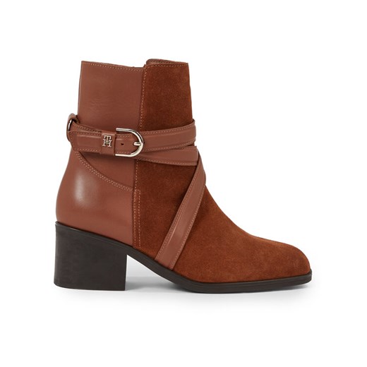 Botki Tommy Hilfiger Elevated Essential Midheel Boot FW0FW07515 Brązowy ze sklepu eobuwie.pl w kategorii Botki - zdjęcie 182072107