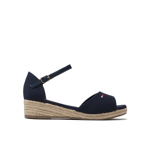 Espadryle Tommy Hilfiger Rope Wedge Sandal T3A7-32185-0048 M Granatowy ze sklepu eobuwie.pl w kategorii Sandały dziecięce - zdjęcie 182072187