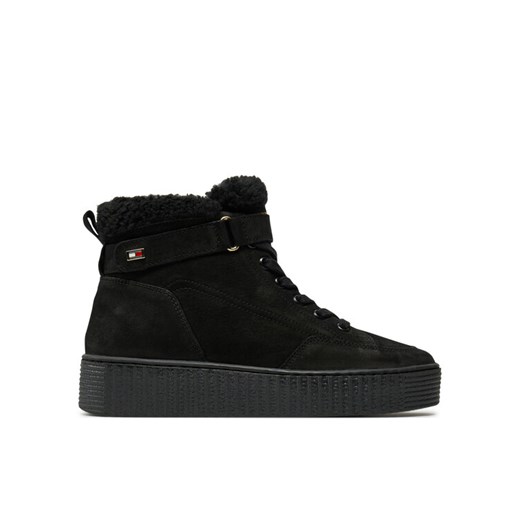 Sneakersy Tommy Hilfiger Faux Fur Nubuck Low Lace-Up FW0FW08172 Czarny Tommy Hilfiger 37 eobuwie.pl