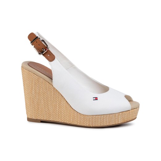 Espadryle Tommy Hilfiger Iconic Elena Sling Back Wedge FW0FW04789 Écru ze sklepu eobuwie.pl w kategorii Sandały damskie - zdjęcie 182072779