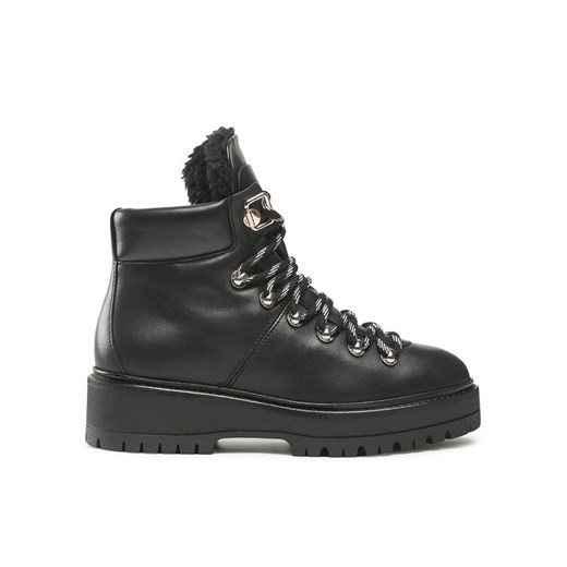 Botki Tommy Hilfiger Leather Outdoor Flat Boot FW0FW06725 Czarny ze sklepu eobuwie.pl w kategorii Workery damskie - zdjęcie 182072877