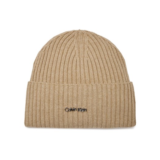 Czapka Calvin Klein Ck Must Logo Beanie K60K611401 Szary ze sklepu eobuwie.pl w kategorii Czapki zimowe damskie - zdjęcie 182073015