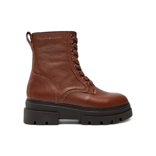 Botki Tommy Hilfiger Bicolor Leather Lace-Up FW0FW08160 Brązowy ze sklepu eobuwie.pl w kategorii Botki - zdjęcie 182073769