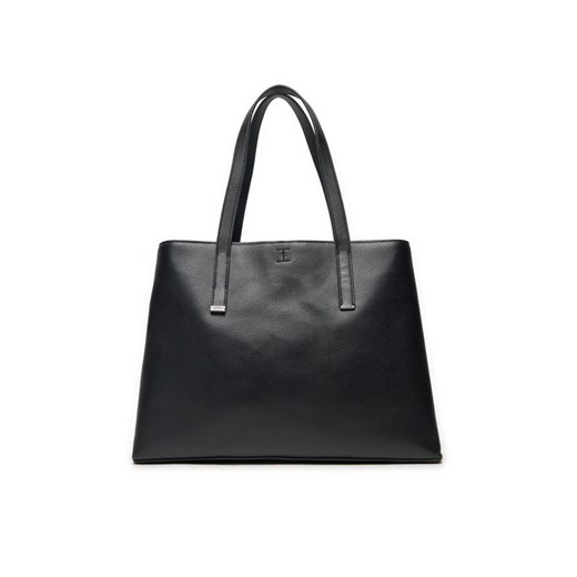 Torebka Calvin Klein Ck Plaque Medium Shopper K60K612782 Czarny ze sklepu eobuwie.pl w kategorii Torby Shopper bag - zdjęcie 182074629