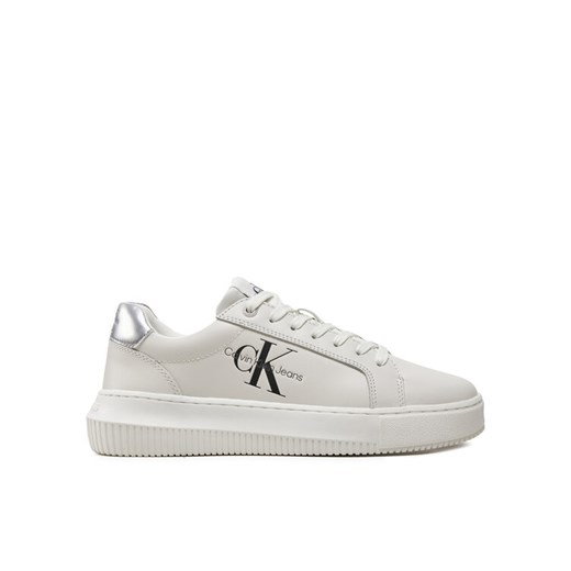 Sneakersy Calvin Klein Jeans Chunky Cupsole Laceup Lth Ml Mtl YW0YW01476 Biały ze sklepu eobuwie.pl w kategorii Buty sportowe damskie - zdjęcie 182074695