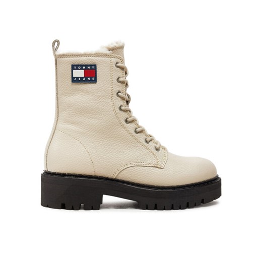 Botki Tommy Jeans Tjw Urban Boot Tumbled EN0EN02317 Beżowy ze sklepu eobuwie.pl w kategorii Botki - zdjęcie 182075499