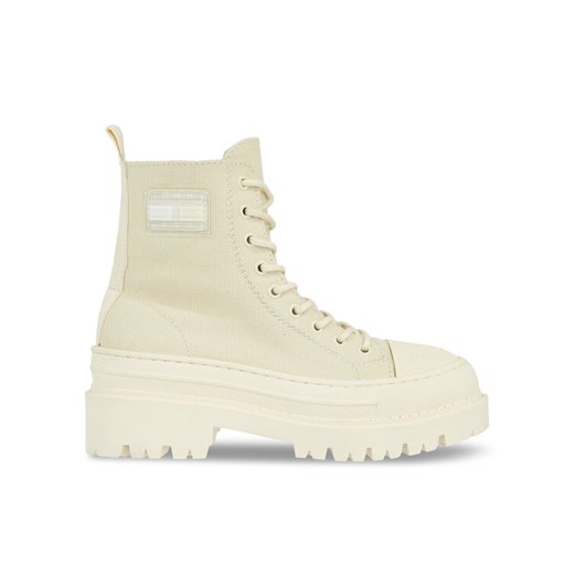 Botki Tommy Hilfiger Tjw Foxing Canvas Boot EN0EN02216 Beżowy ze sklepu eobuwie.pl w kategorii Workery damskie - zdjęcie 182075976