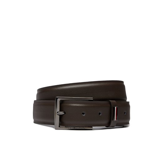 Pasek Męski Tommy Hilfiger Business Texture 3.5 Adj AM0AM12069 Brązowy ze sklepu eobuwie.pl w kategorii Paski męskie - zdjęcie 182077026