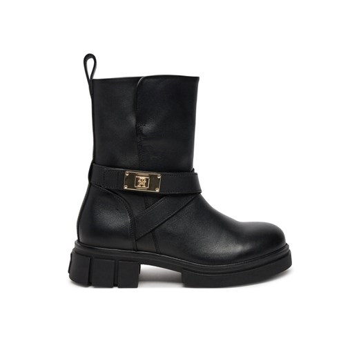 Botki Tommy Hilfiger Biker Leather FW0FW08313 Czarny ze sklepu eobuwie.pl w kategorii Botki - zdjęcie 182077936