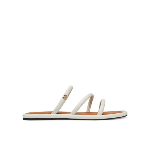 Klapki Tommy Hilfiger Strappy Leather Mule FW0FW08939 Biały ze sklepu eobuwie.pl w kategorii Klapki damskie - zdjęcie 182078136