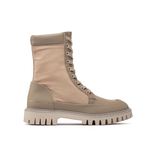 Trapery Tommy Hilfiger Th Casual Lace Up Boot FW0FW06549 Beżowy ze sklepu eobuwie.pl w kategorii Workery damskie - zdjęcie 182079357