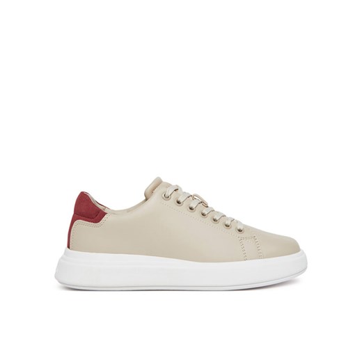 Sneakersy Calvin Klein Cupsole Lace Up - Suede Bt HW0HW02404 Beżowy ze sklepu eobuwie.pl w kategorii Buty sportowe damskie - zdjęcie 182079539