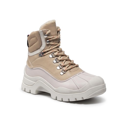 Botki Tommy Hilfiger Warmilined Outdoor Boot FW0FW05973 Beżowy ze sklepu eobuwie.pl w kategorii Śniegowce damskie - zdjęcie 182081468