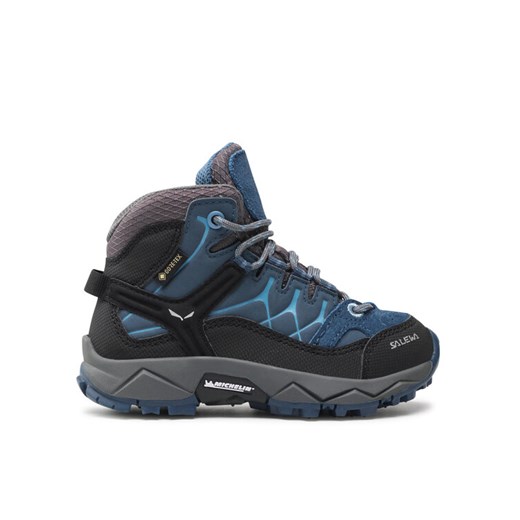 Trekkingi Salewa Jr Alp Trainer Mid Gtx GORE-TEX 64010-0365 Niebieski ze sklepu eobuwie.pl w kategorii Buty trekkingowe dziecięce - zdjęcie 182081719